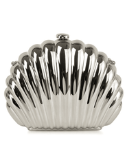 St. Barths La Robe clamshell crossbody clutch in metallic silver