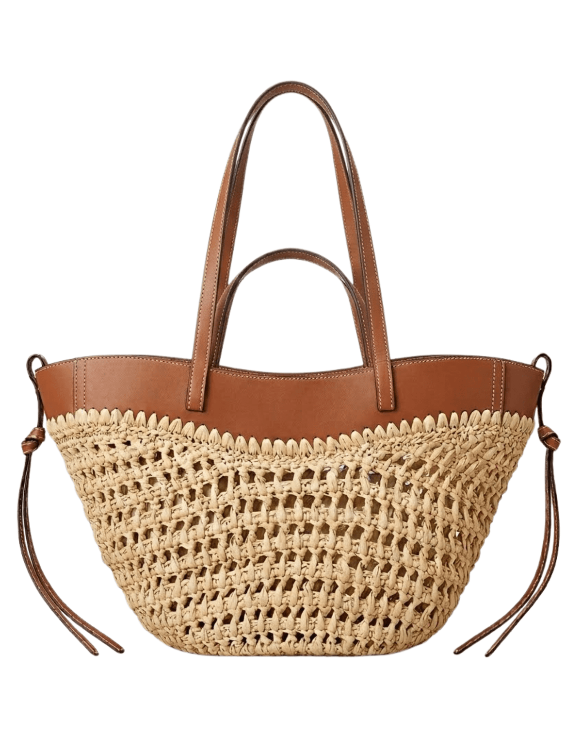 St. Barths Coco shoulder bag in saddle and natural woven straw