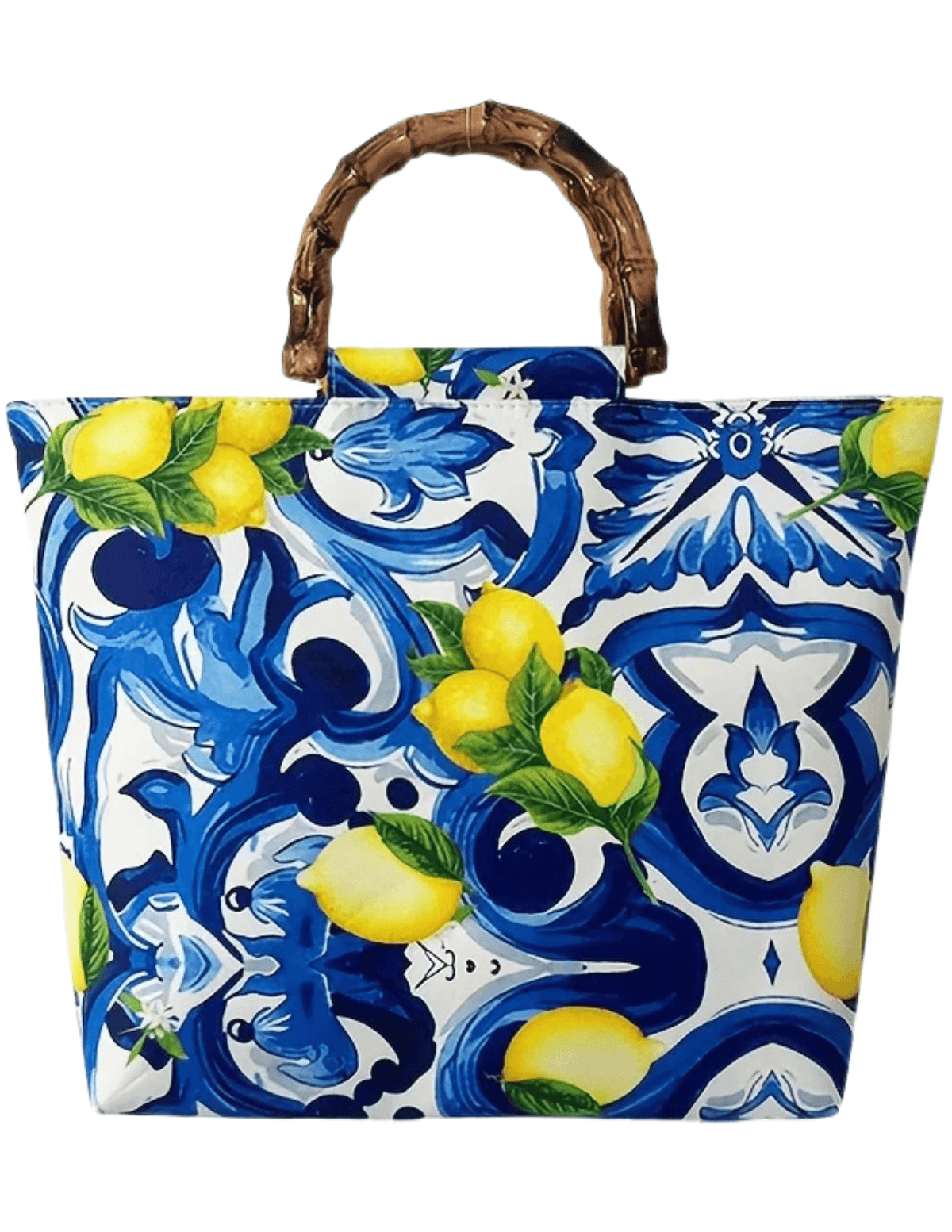 St. Barths La Robe Deanna Large Tote in Lemon Blue Tile