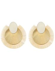 St Barths La Robe Donnie fan earrings in off white and gold