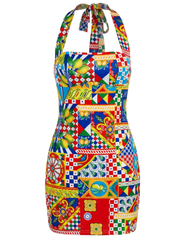 St Barths Dori halter mini cover-up dress Sicilian cart print