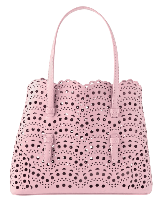 St Barths Eden 25 light pink laser cut tote handbag