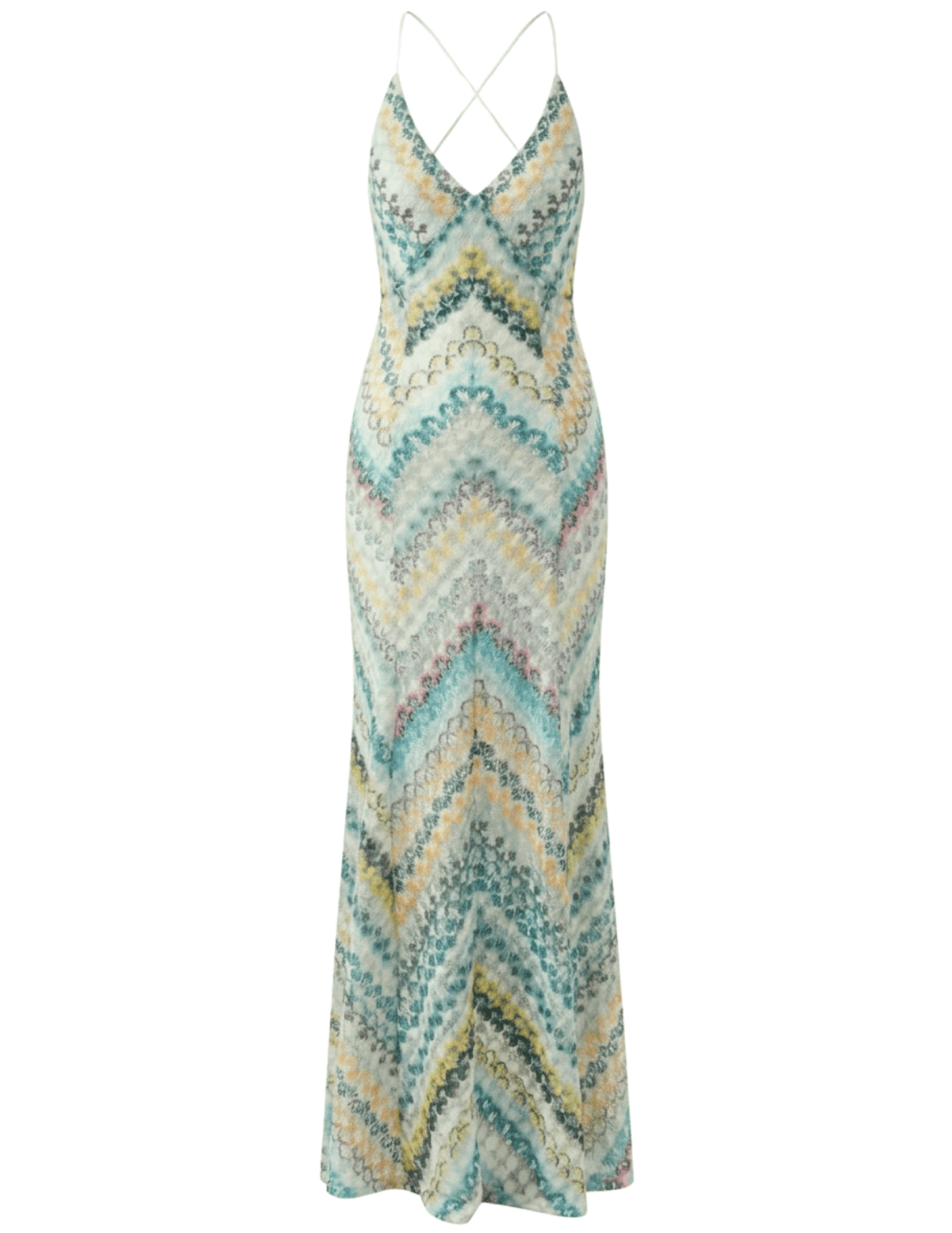 St. Barths La Robe Juniper V-Neck Maxi Dress | Green Multi Chevron St. Barths La Robe Juniper V-Neck Maxi Dress | Green Multi Chevron
