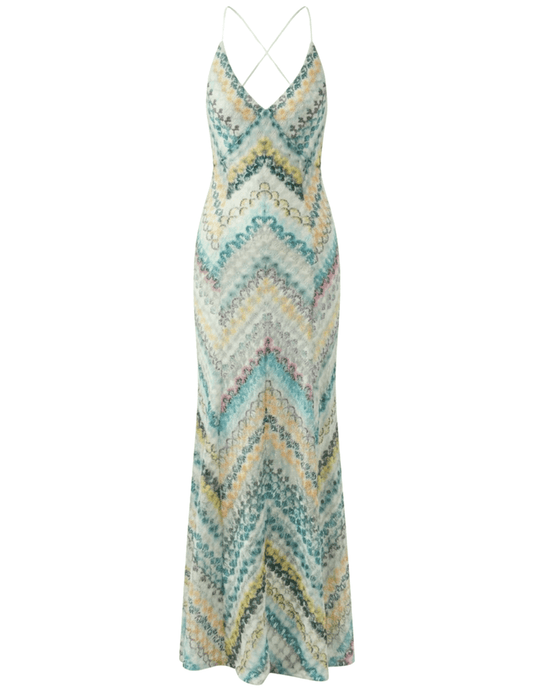 St. Barths Juniper V-neck maxi dress in green multi
