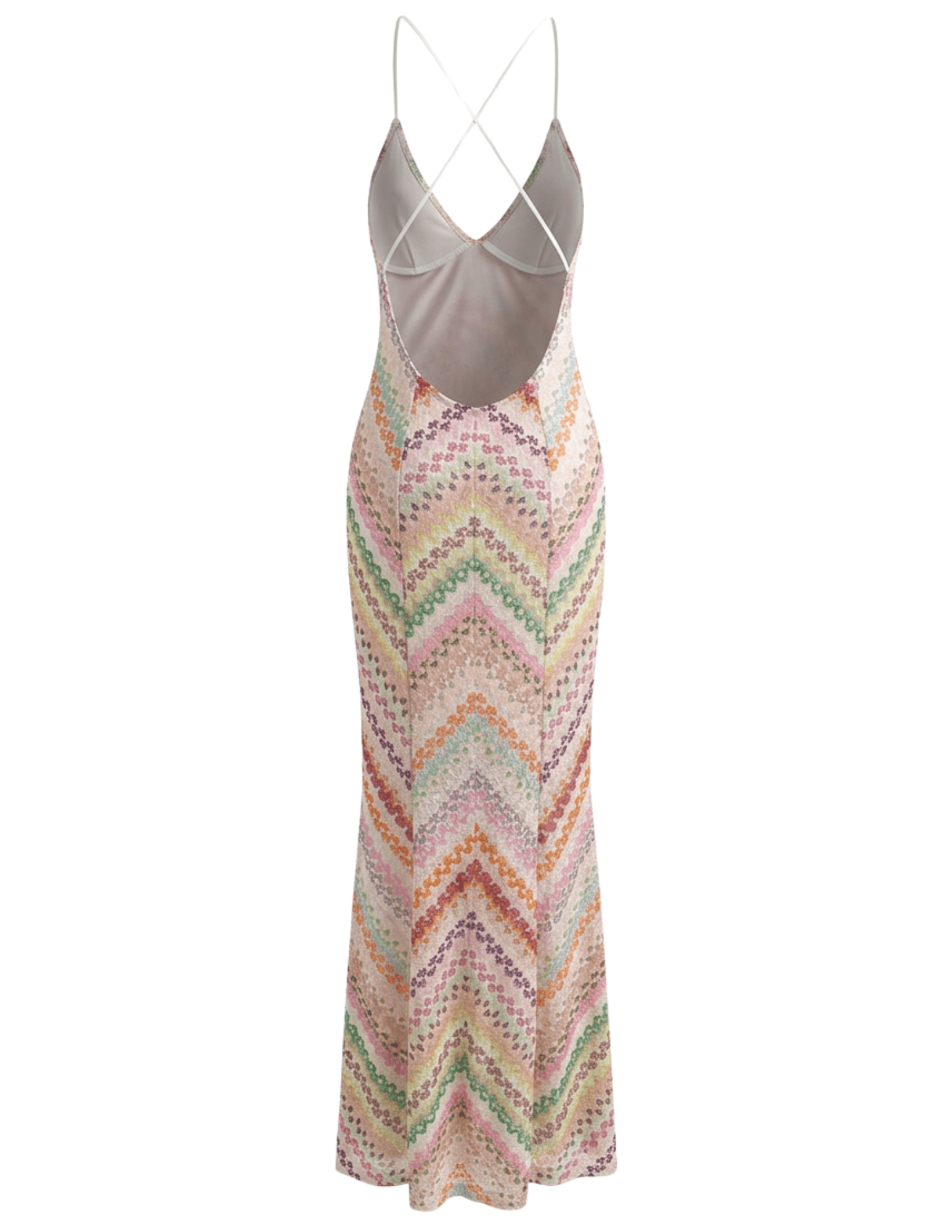 St. Barths La Robe Juniper V-Neck Maxi Dress| Pink Multi Chevron Dress St. Barths La Robe Juniper V-Neck Maxi Dress| Pink Multi Chevron Dress
