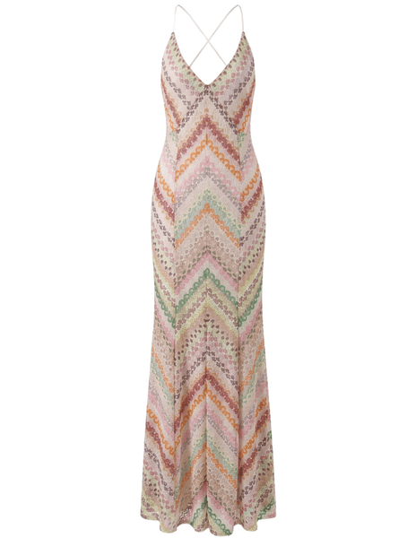 St. Barths La Robe Juniper V-Neck Maxi Dress| Pink Multi Chevron Dress St. Barths La Robe Juniper V-Neck Maxi Dress| Pink Multi Chevron Dress