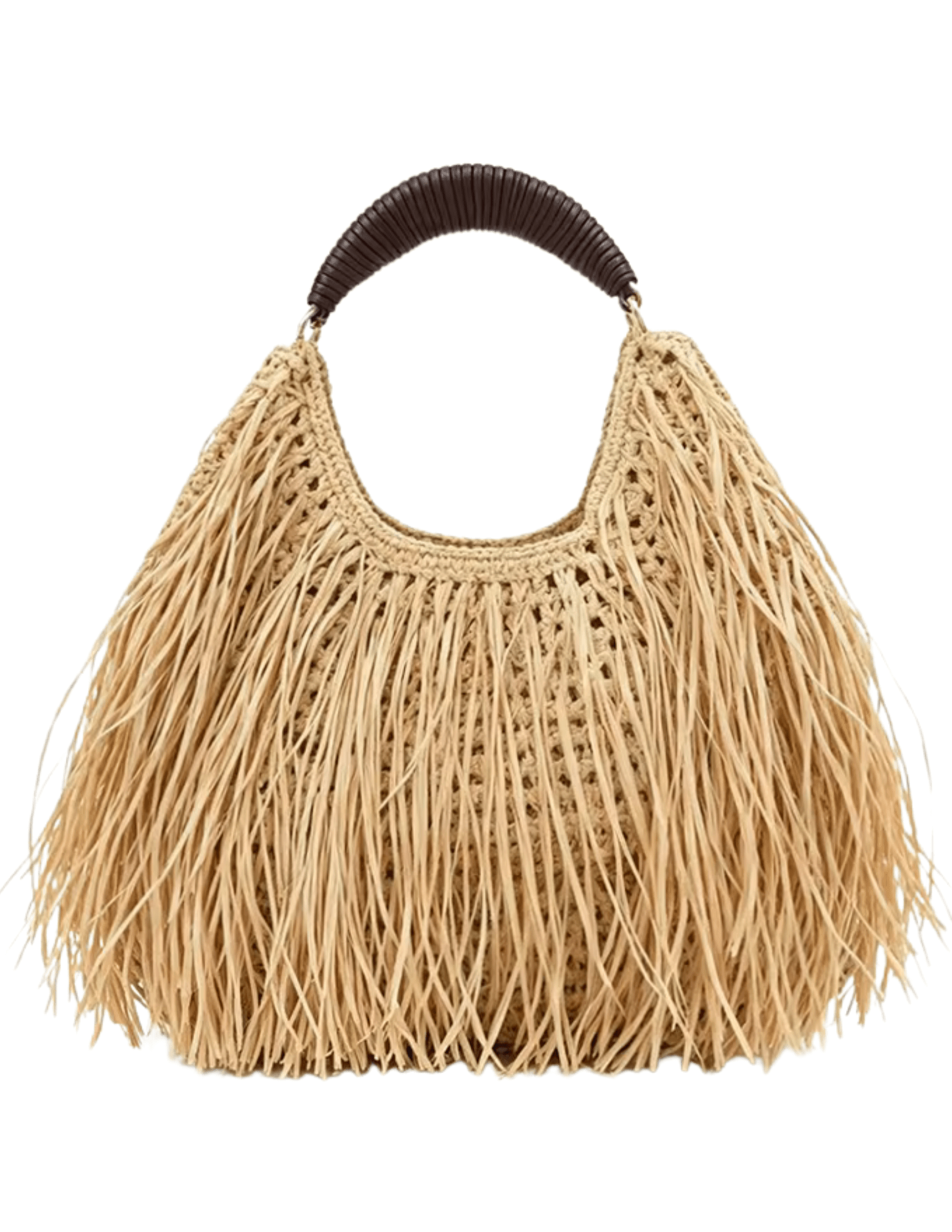 St. Barths Kayla straw fringe handbag in natural