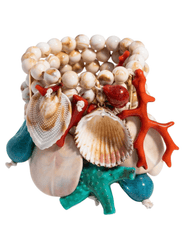 St. Barths La Robe Beaded Stretch Cuff Bracelet Ivory Multi