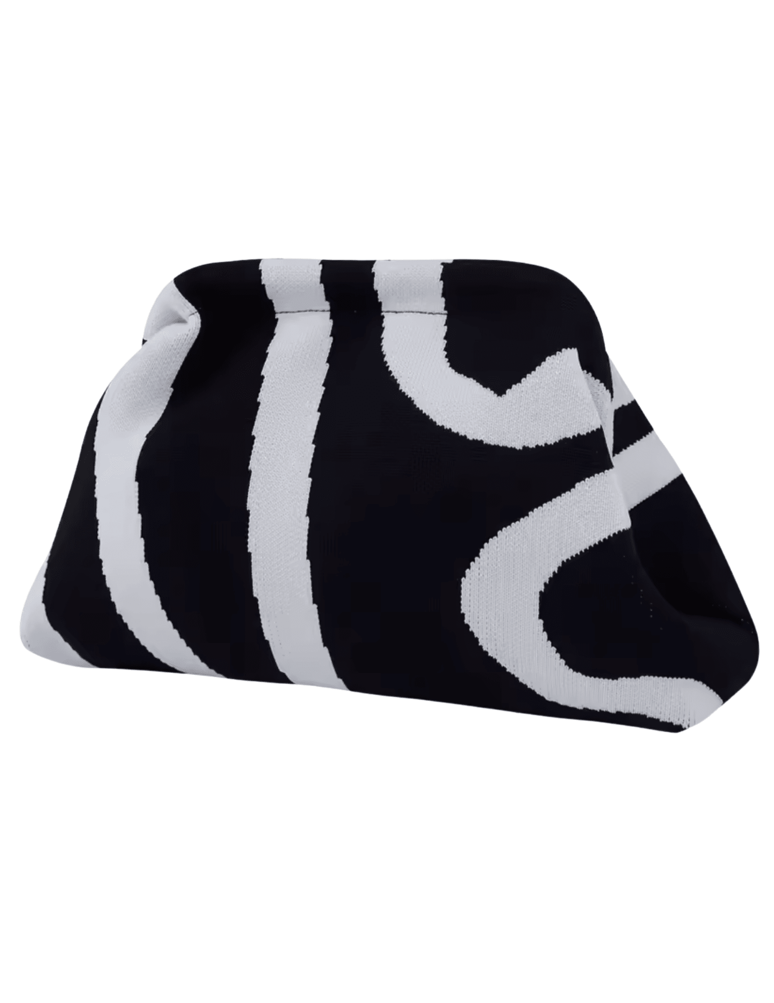 St. Barths La Robe Cabana Clutch in black and white abstract woven design