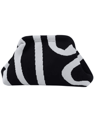 St. Barths La Robe Cabana Clutch in black and white abstract woven design