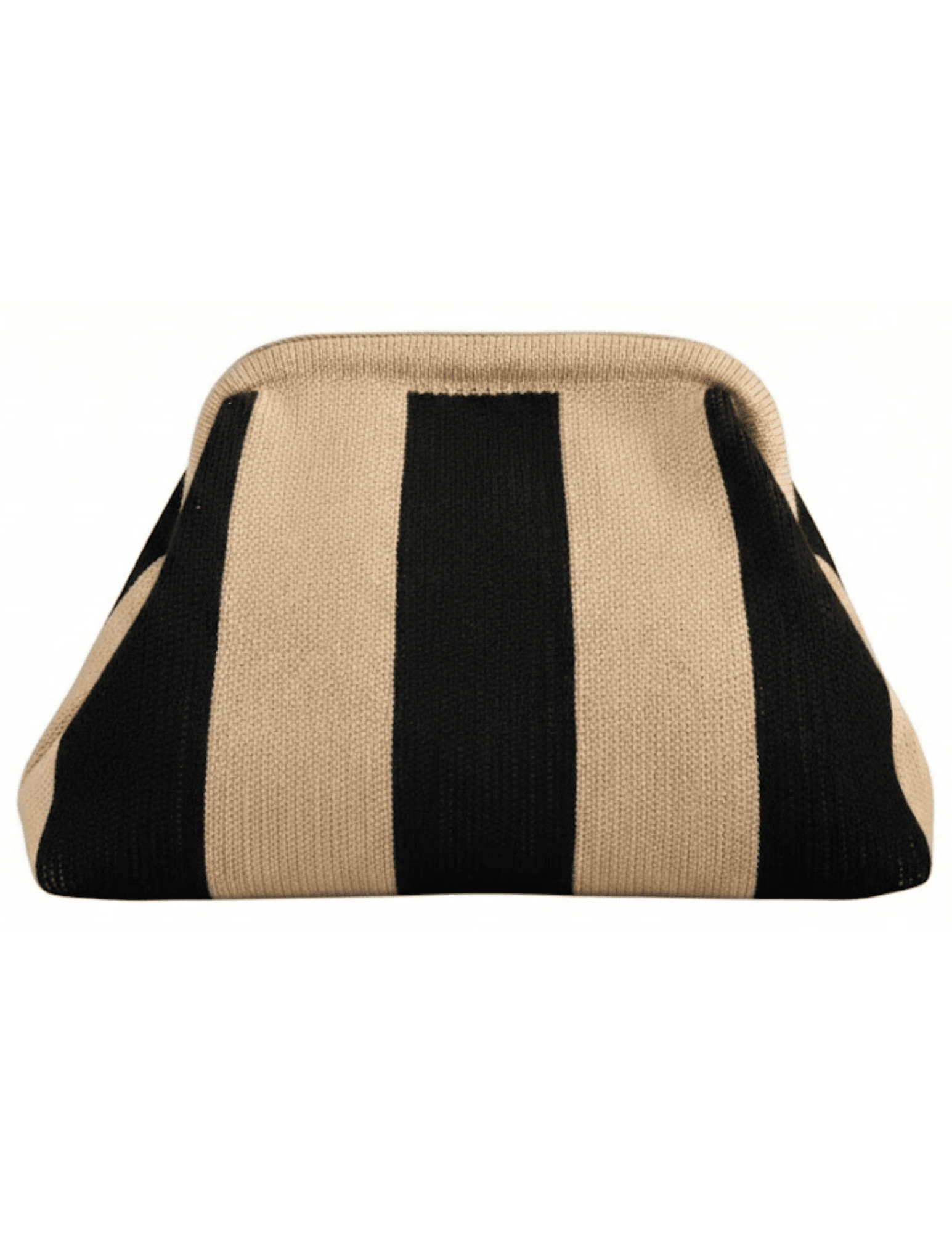 St. Barths Cabana Clutch with Natural and Black Wide Stripe Pattern