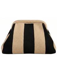St. Barths Cabana Clutch with Natural and Black Wide Stripe Pattern