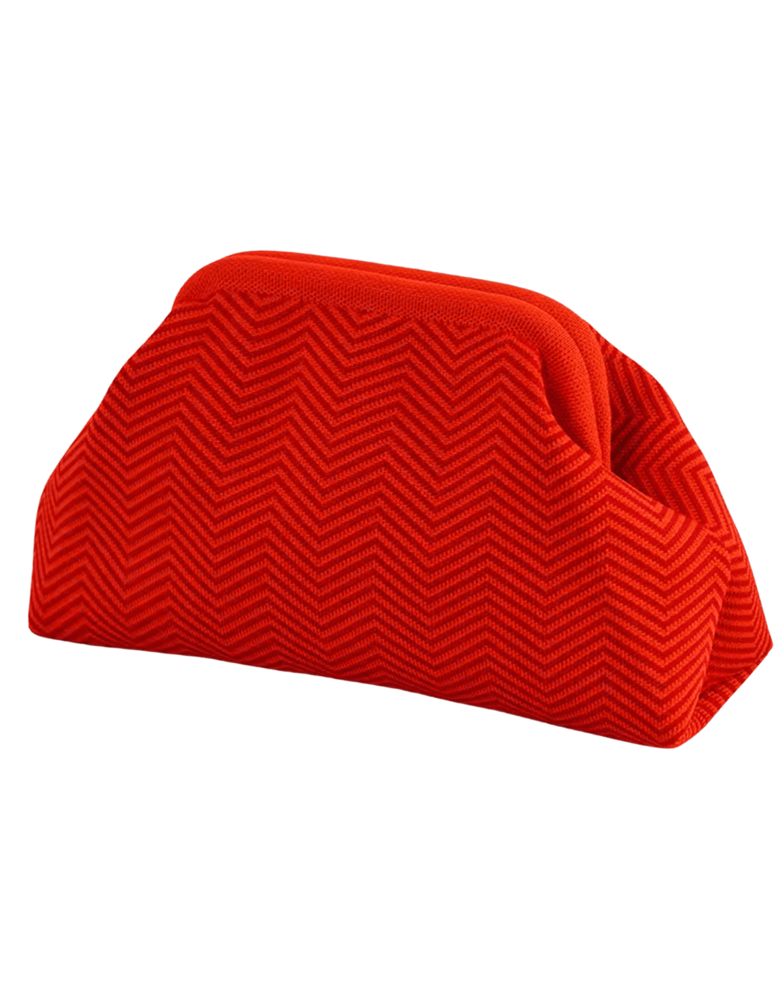 Side View of St. Barths Cabana Clutch with Red Zig Zag Texture”