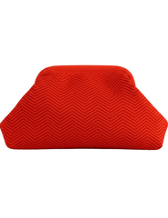  Front View of St. Barths Cabana Clutch with Red Zig Zag Texture”