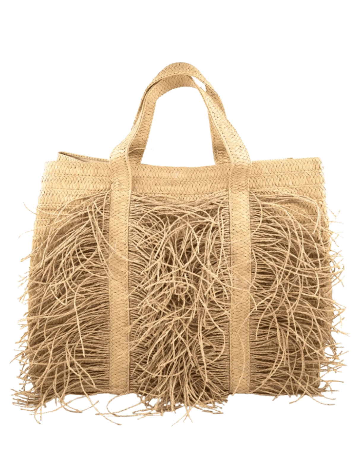 St. Barths La Robe Chandler natural straw fringe tote bag