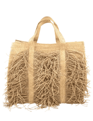 St. Barths La Robe Chandler natural straw fringe tote bag