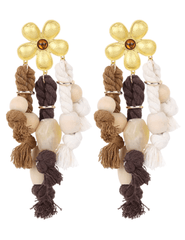 “St. Barths La Robe Chels Flower Rope Earrings in Brown Multi – Statement Rope and Bea
