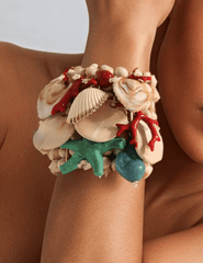 St. Barths La Robe Didi Beaded Stretch Cuff Bracelet Ivory Multi