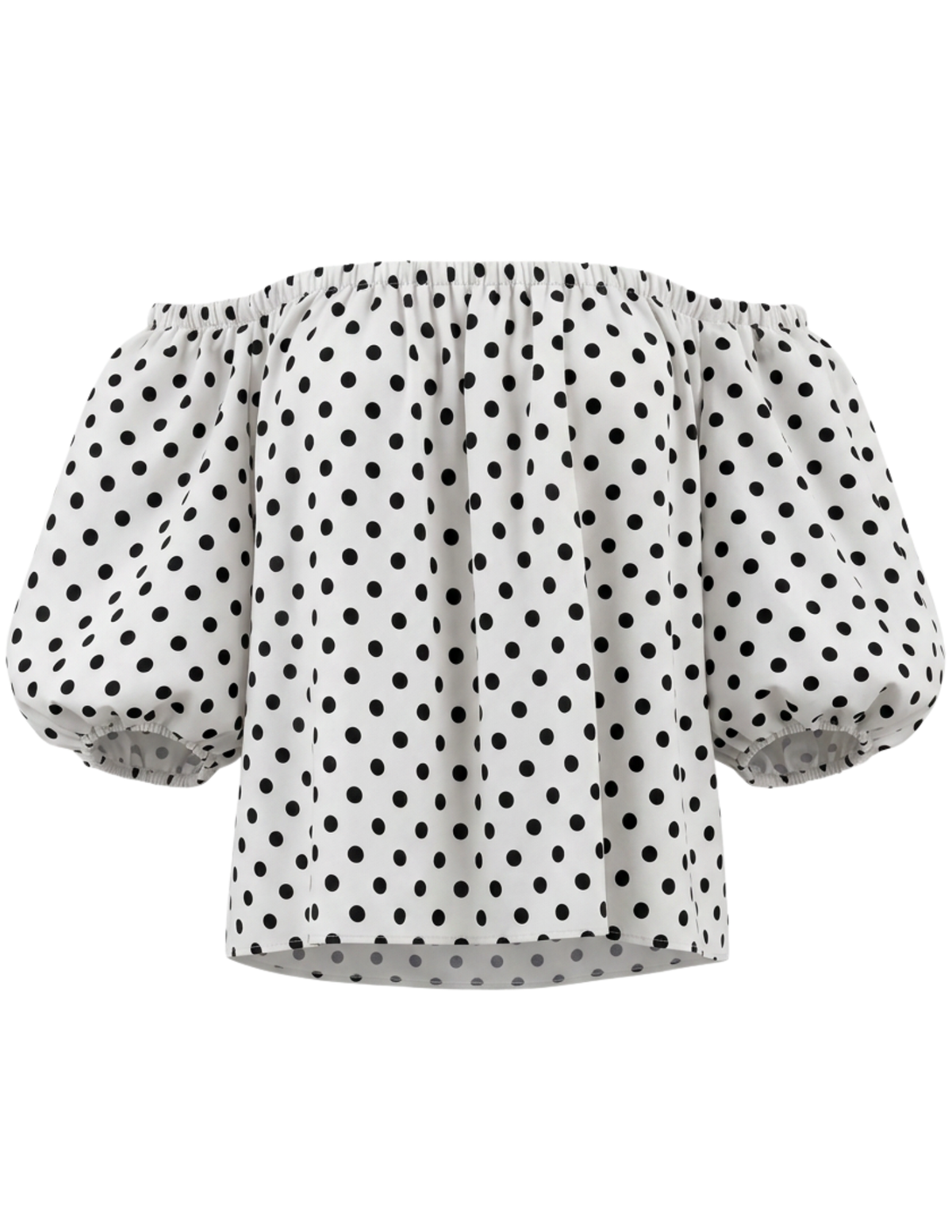 St. Barths La Robe Dottie Off Shoulder Top White Black Polka Dot