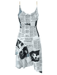 Newspaper print swim cover-up dress by St. Barths La Robe