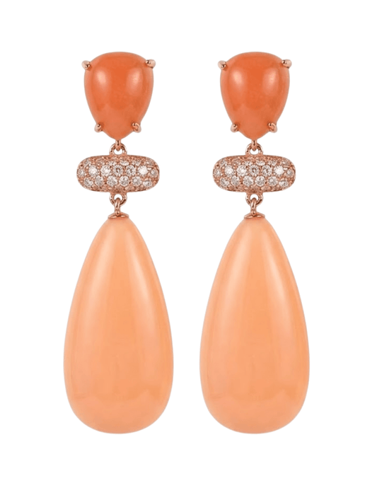 St. Barths La Robe Junie peach dangle earrings with CZ pavé detail