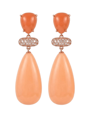 St. Barths La Robe Junie peach dangle earrings with CZ pavé detail