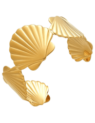 "Designer seashell cuff bracelet with alternating gold-tone shells from St. Barths La Robe"