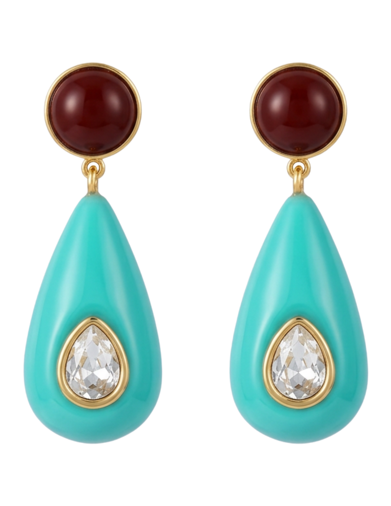 St. Barths La Robe Lala Drop Earrings Turquoise & Burgundy
