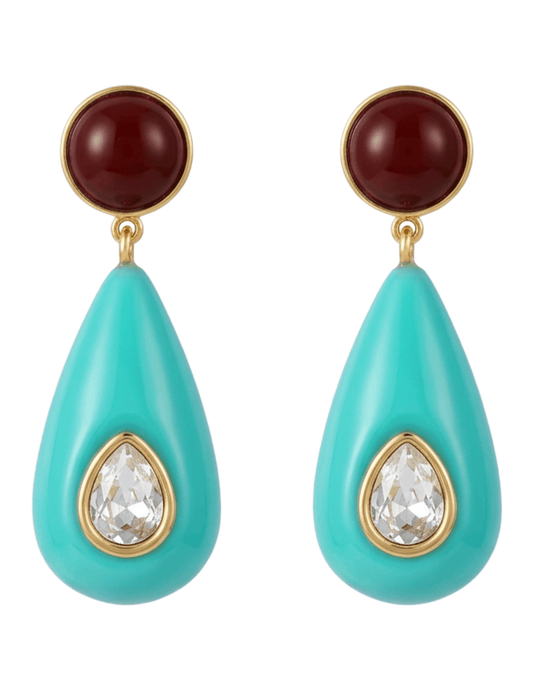 St. Barths La Robe Lala Drop Earrings Turquoise & Burgundy