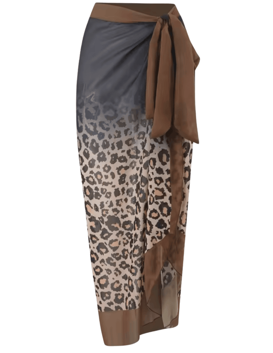 St. Barths La Robe leopard ombre sarong in brown and grey