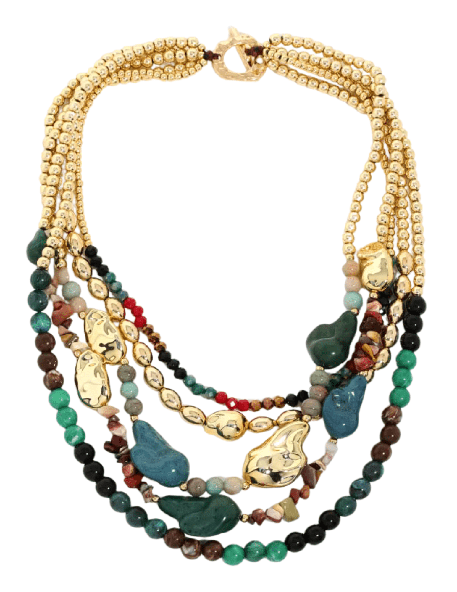 Front view of St. Barths La Robe Lulu layered beaded necklace in multi
