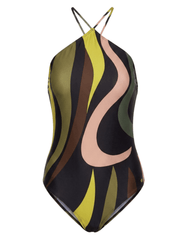St. Barths La Robe Maggie One Piece Swimsuit in Black Olive Multi