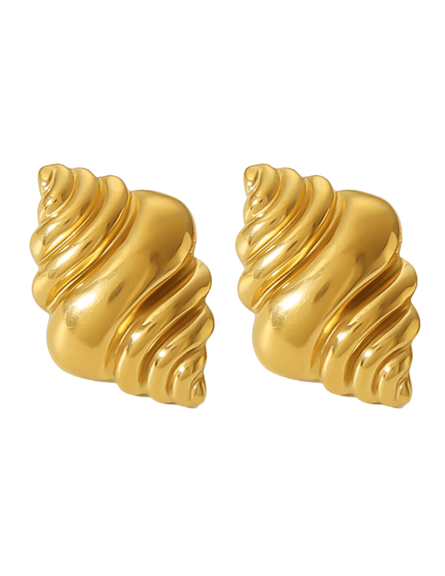 Gold conch seashell earrings by St. Barths La Robe