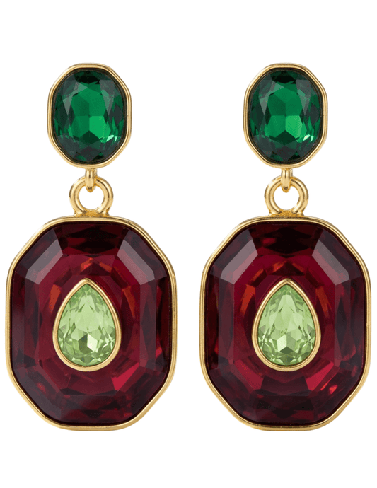 St. Barths La Robe Mariya Large Earrings in Red & Green