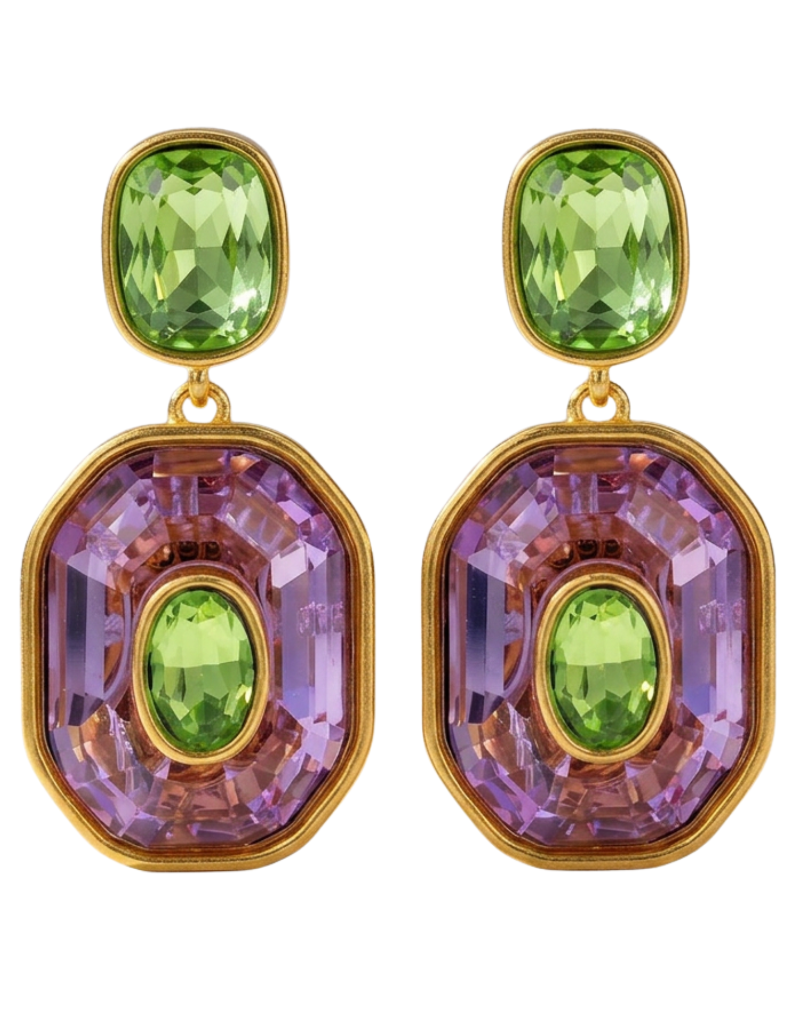 St. Barths La Robe Mariya Purple & Green Statement Earrings