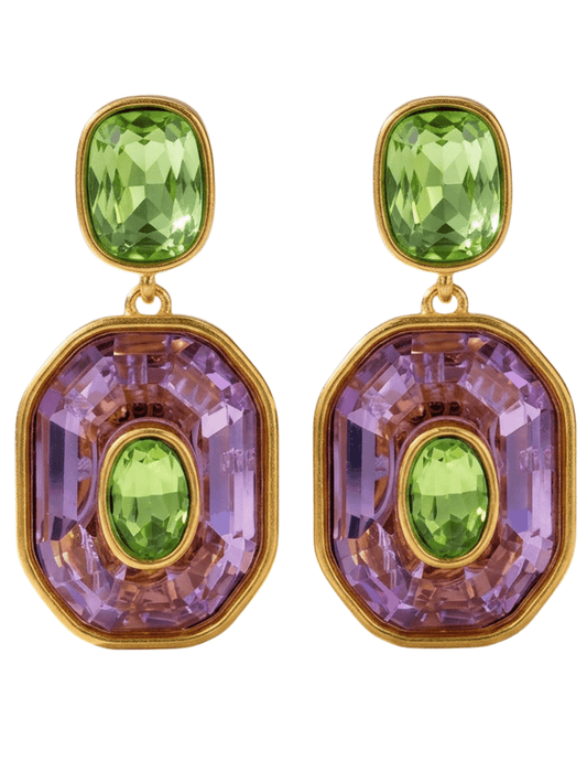 St. Barths La Robe Mariya Purple & Green Statement Earrings