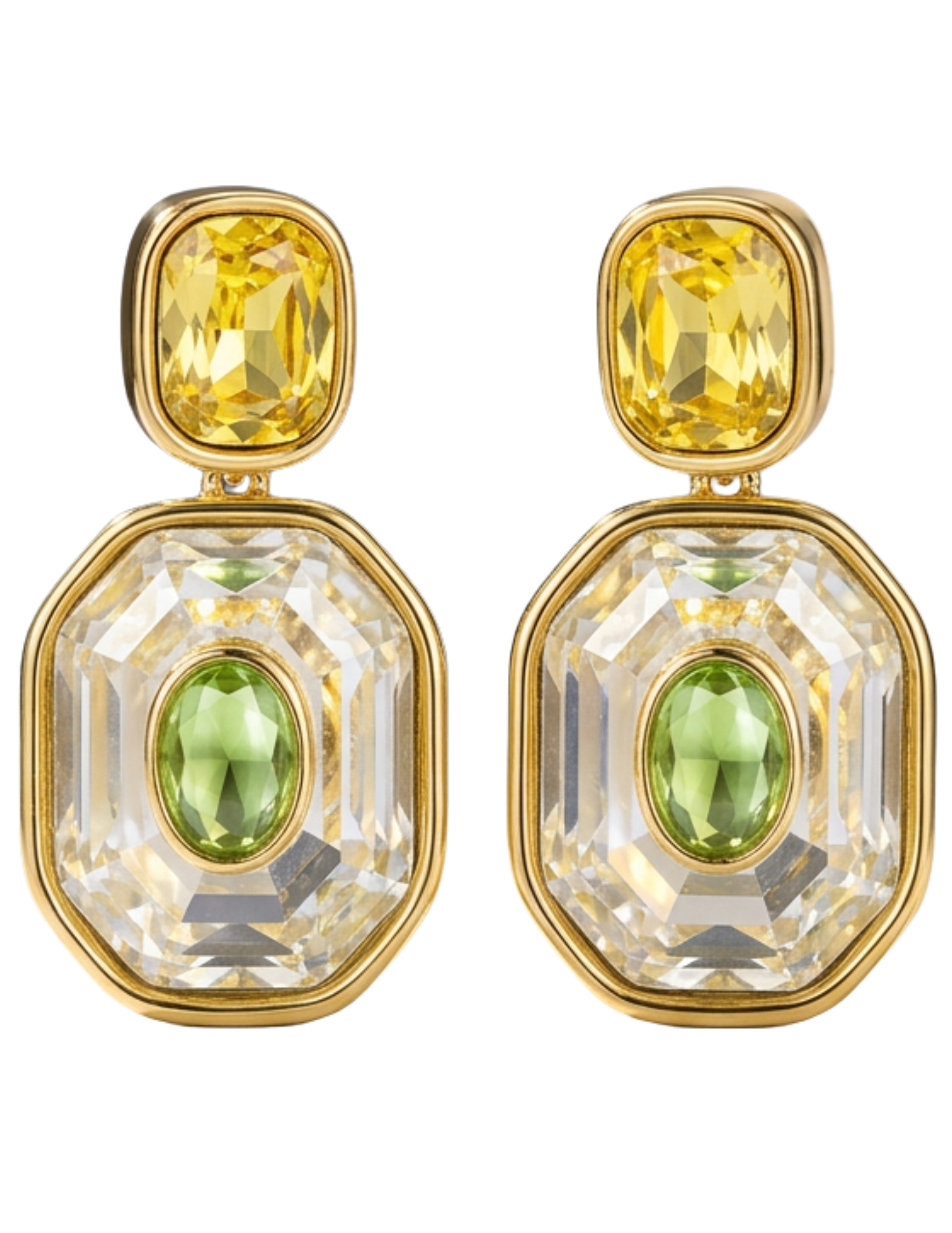 St. Barths La Robe Mariya Yellow & Green Statement Earrings