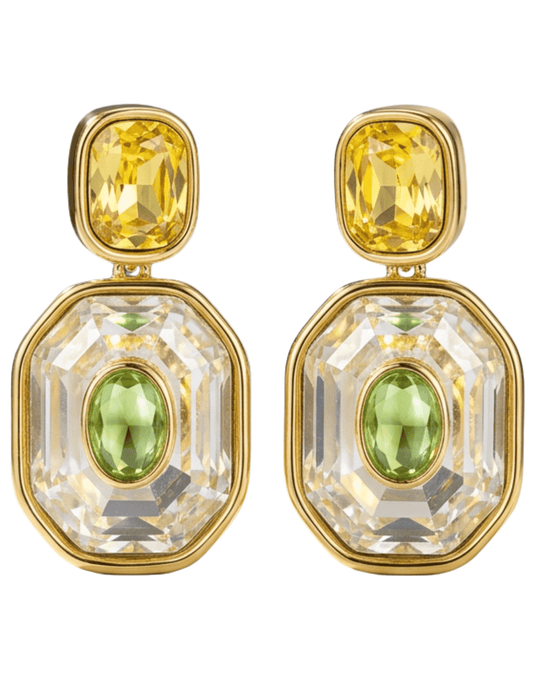 St. Barths La Robe Mariya Yellow & Green Statement Earrings