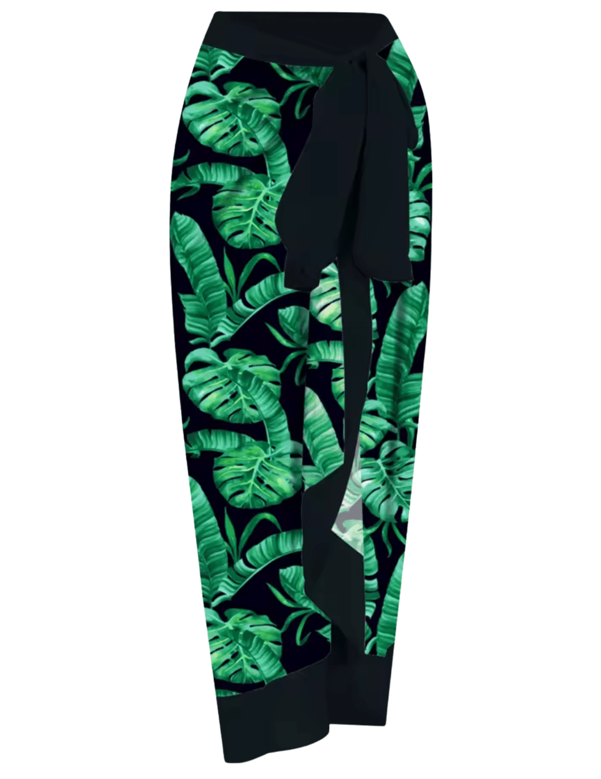 St. Barths La Robe Monstera sarong in black and green