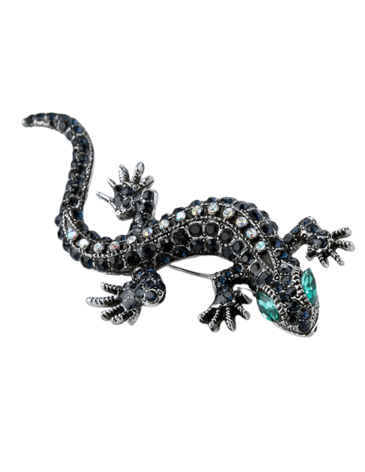 St. Barths La Robe Rita Lizard Brooch in Silver Blue Multi