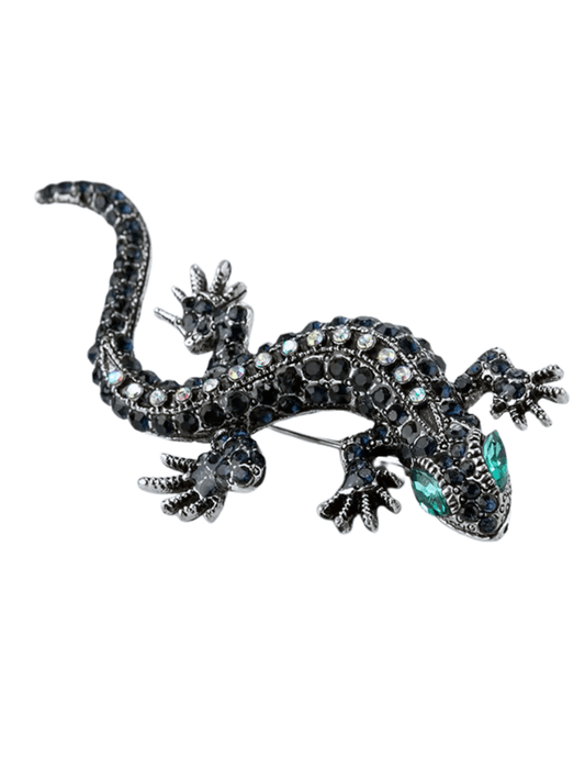 St. Barths La Robe Rita Lizard Brooch in Silver Blue Multi