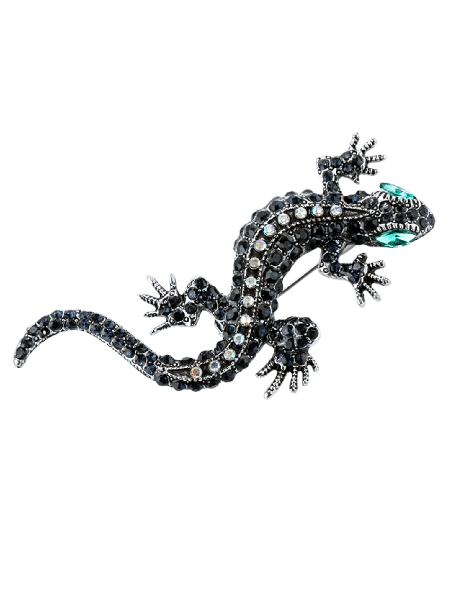 St. Barths La Robe Rita Lizard Brooch in Silver Blue Multi