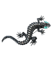 St. Barths La Robe Rita Lizard Brooch in Silver Blue Multi
