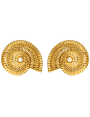 Gold spiral seashell earrings by St. Barths La Robe