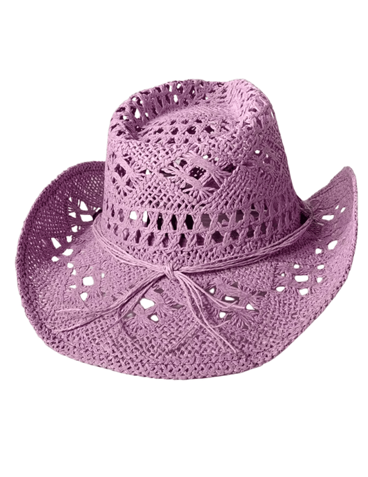 St. Barths lavender straw western hat open weave front view