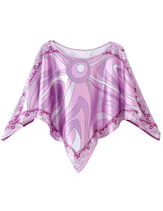 St Barths La Robe Lola scarf top in purple retro swirl print