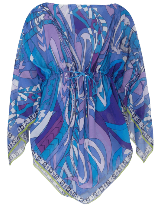 St. Barths La Robe Lori Sheer Cover-Up in Blue Purple Psychedelic Swirl