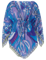 St. Barths La Robe Lori Sheer Cover-Up in Blue Purple Psychedelic Swirl