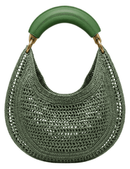 St. Barths Mannon green crochet raffia hobo bag