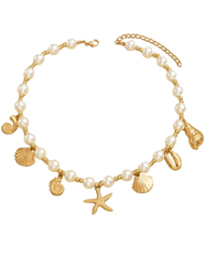 St. Barths Mollie pearl charm necklace with ocean charms